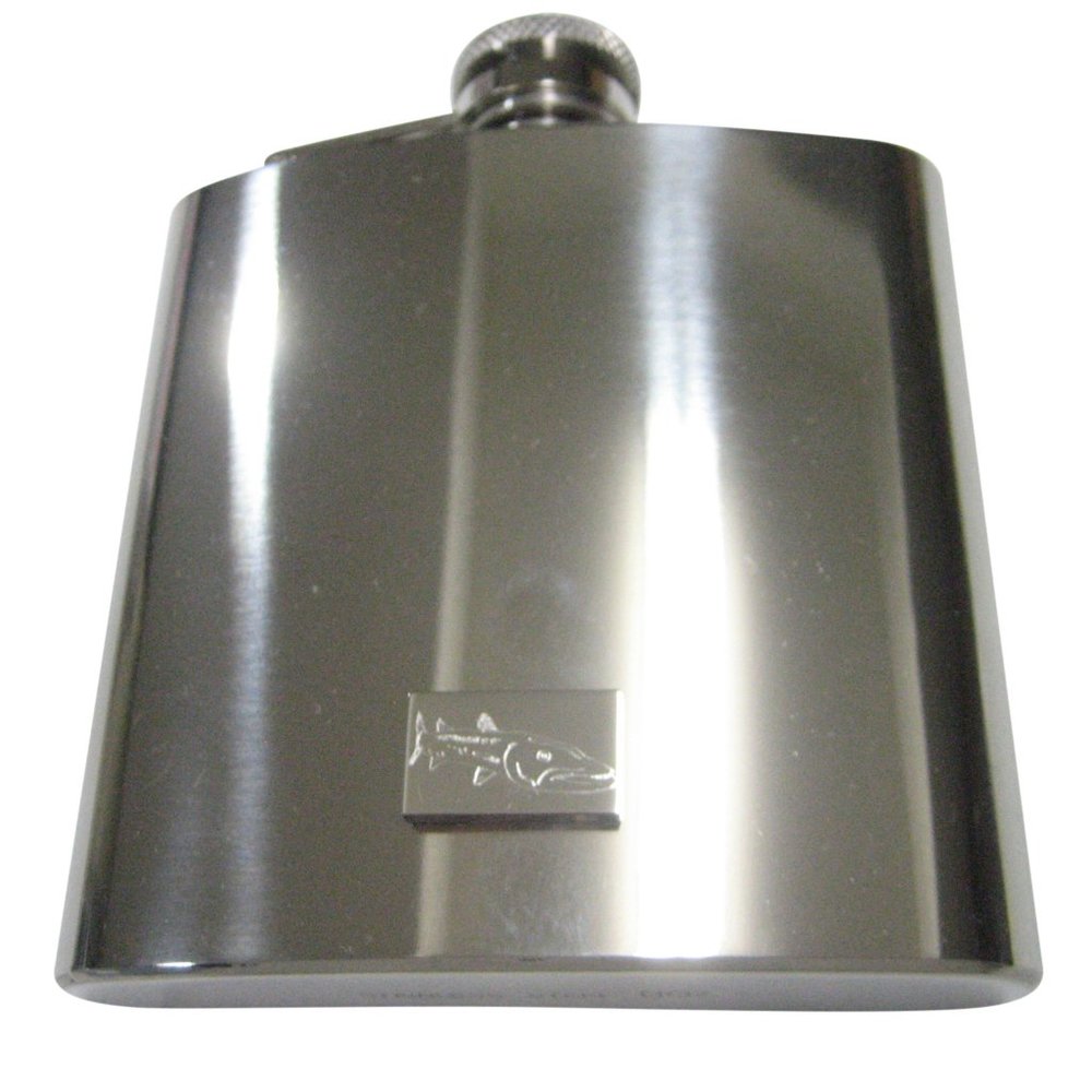 Silver Toned Rectangular Etched Barracuda Fish 6o… - image 1